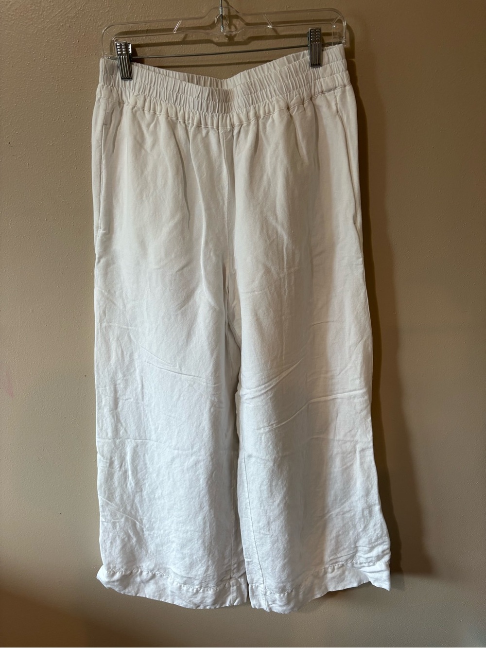 Evereve Sophia Wide Leg Linen Blend Trousers/Pull on Pants women’s size Medium